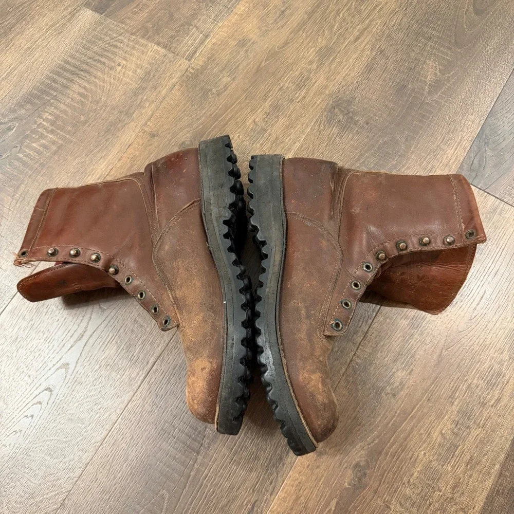 Vintage 80s 90s Danner USA Brown Leather Work Boots Mens Fits 11 Distressed